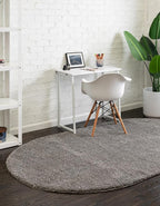 Unique Loom Solo Collection Area Rug - Calabasas (7' 10" x 10' Oval, Gray)