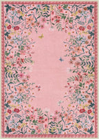 Lahome Boho Floral 5x7 Pink Rugs for Bedroom Girls, Non Slip Washable Nursery Rugs for Living Room, Pastel Indoor Throw Carpet for Dorm Classroom Playroom(Pink,5x7)