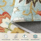 Lahome Collection Modern Floral Area Rug - 4x6 Large Entryway Non-Slip Washable Rug Accent Distressed Colorful Vintage Throw Rugs Floor Carpet for Living Room Bedrooms Rug Decor (4’X 6’, Paisley)