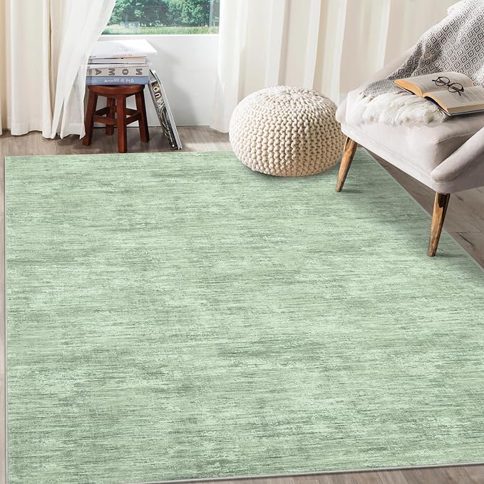 RUGSREAL 6x9 Large Bedroom Rug Christmas Soft Modern Area Rug for Living Room Non-Slip Stain Resistant Abstract Throw Floor Carpet Contemporary Solid Accent Carpet for Dining Room Office, Green