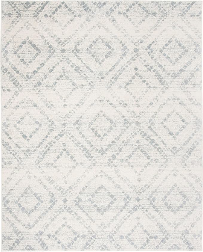 SAFAVIEH Area Rug 8x10 - Adirondack Collection - Large - Ivory & Light Blue, Geometric Trellis Pattern, Non-Shedding & Easy Cleaning, Ideal for Living Room, Bedroom, Office, Dining Space (ADR131T)