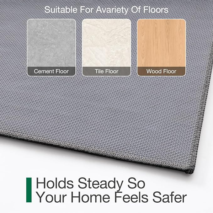 LUMI Door Mat Indoor Entrance 24"x36", Front Welcome Mat with Non-Slip Rubber Backing, Low Profile Dirt Trapper Inside Doormat for Entrance, Garage, Patio, Grey
