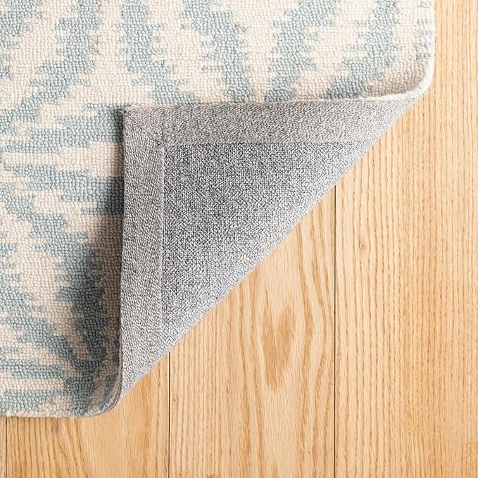 Dash & Albert Aster Sky Hand Micro Hooked Wool Rug, 3 X 5 Feet, Blue Geometric Pattern