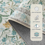 Lahome Blue 5x7 Area Rugs for Living Room, Boho Floral Washable Girls Bedroom Rug, Soft Retro Non-Slip Kids Nursery Carpet for Playroom Apartment Decor