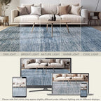 Area Rug Living Room Rugs - 8x10 Washable Large Soft Indoor Neutral Modern Abstract Low Pile Rug Carpet for Bedroom Dining Room Farmhouse Home Office - Dark Blue