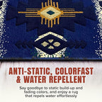 YHSF South West Native American Area Rug C318 - Easy Clean, Thick, Soft, Durable Native Tribal American Indian Inspired Rug for Bedroom/Living Room and More - Navy Blue, 3 ft 10 in x 5 ft 2 in