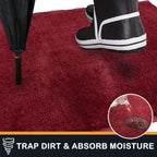 PURRUGS Dirt Trapping Door Mat 31.5" x 70", Non-Slip Machine Washable Entry Rug, Shoe Scraper, Dog Doormat, Super Absorbent Welcome Mat for Front & Back Door, Muddy Shoes & Paws, Burgundy Red