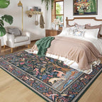 Rugcomf Area Rugs 5x7 Vibrant Tree of Life-Patterned Vintage Washable Area Rug Non Slip Low Pile Large Rugs for Living Room Bedroom Farmhouse Dining Room Kids Playroom, Green