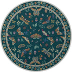 Lahome Insect Washable Round Rugs, Non-Slip Soft Round Rug 4ft Ultra-Thin, Small Boho Circle Carpet for Entryway Kitchen Bedroom Nursery Bathroom, Dark Green