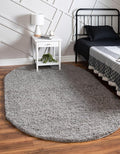 Unique Loom Solid Shag Collection Area Rug (8' x 10' Oval, Cloud Gray)