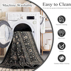 Area Rug Non Slip Machine Washable Ultra Soft Living Room/Bedroom/Kitchen/Outdoor/Classroom Black Grey, 9'×12'