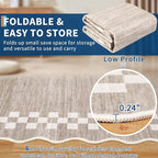 GarveeHome Scalloped Washable Rug 9x12 Area Rug for Living Room Modern Border Large Bedroom Throw Carpet with Rubber Backing Stain Resistant Boho Rug for Dining Room Home Decor Office, Fog