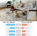 6x9 Machine Washable Area Rug for Living Room, Grey Rusty Boho Vintage Floral Rug Large Non-Slip Low Pile Soft Faux Wool Carpet, Kids and Pets Friendly for Bedroom Dining Room Farmhouse Decor Rug