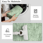 RUGSREAL 2x6 Runner Rug Washable Kitchen Runner Rug Modern Abstract Area Rug for Hallway Contemporary Solid Mat Non-Slip Foldable Aesthetic Accent Floor Carpet for Living Room Bedroom, Green