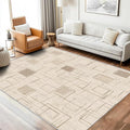 Geometric Rug, Washable 4x5 Rug for Living Room, Modern Abstract Patterned Indoor Carpet, Geometric Decor for Home, Bedroom, Soft Non Slip Thin Design FER55