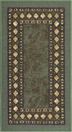 Antep Rugs Alfombras Modern Bordered 2x4 Non-Skid (Non-Slip) Low Profile Pile Rubber Backing Kitchen Area Rugs (Green, 2'3" x 4')
