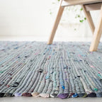 SAFAVIEH Rag Rug Collection Area Rug - 6' x 9', Aqua & Multi, Handmade Boho Stripe Cotton, Ideal for High Traffic Areas in Living Room, Bedroom (RAR121K)