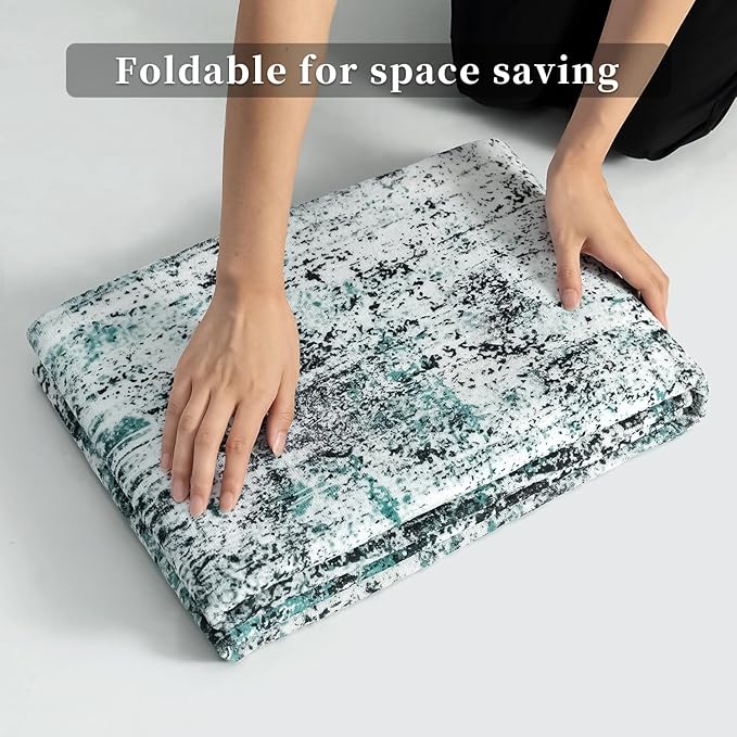 Ciicool Abstract Area Rug Indoor, 3x5 Washable Entryway Rug, Modern Throw Rug with Non-Slip Backing Ideal for Bedroom Living Room Entrance Kitchen, Non-Shedding Low-Pile Floor Carpet Doormat Turquoise