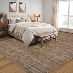 RUGSREAL Living Room Area Rug 10x13 Modern Solid Color Large Bedroom Rug with Rubber Backing Stain Resistant Low Pile Dining Room Throw Carpet Contemporary Washable Rug for Home Decor Office, Taupe