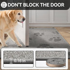 Door Mat Indoor Entrance 17"x30", 0.16" Thin Paw Print Low Pile Doormat, Non Slip Welcome Mat, Trap Dirt and Moisture, Easy Clean, Gray
