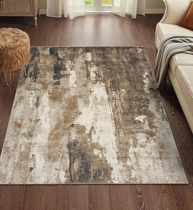 LUXE WEAVERS Lagos Collection Beige 6x9 Abstract Area Rug