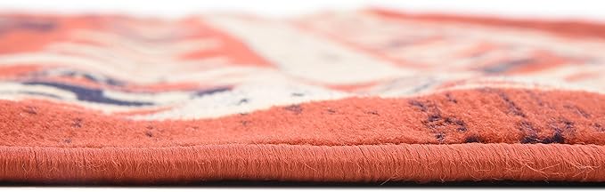 Unique Loom Taftan Collection Border Geometric Tribal Inspired Design Area Rug (9' 0 x 12' 0 Rectangular, Terracotta/ Ivory)