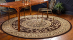 Unique Loom Versailles Collection Traditional Classic Medallion Floral Motif Area Rug (8' 0 x 8' 0 Round, Brown/ Ivory)