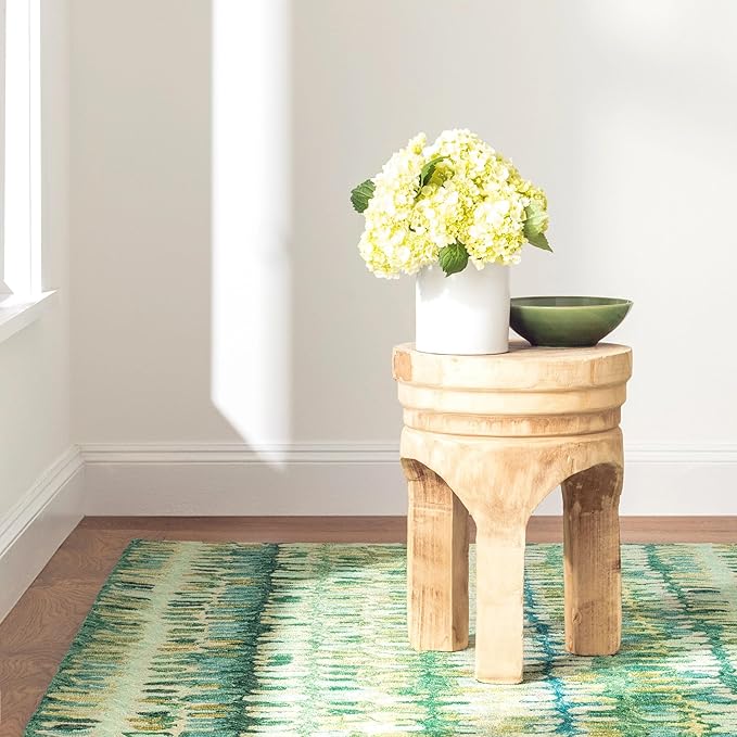 Dash and Albert Paint Chip Wool Area Rug - 5' x 8' Moss Graphic Hand Micro Hooked Accent Rug - Durable, High Traffic Areas Hallway, Living Room, Stairs