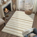 jinchan Moroccan Boho 3x5 Area Rugs for Entryway - Machine Washable Soft Throw Rug Bohemian Design Non-Slip Carpet for Entrance Living Room Kitchen Bedroom (3‘x5', Beige)