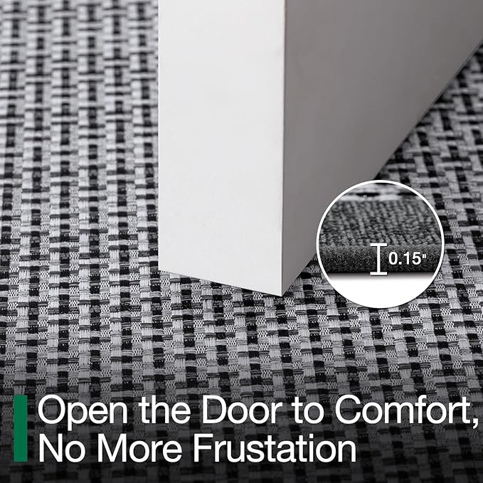 LUMI Inside Door Mat for Entry 24"x36", Absorbent, Dirt Trapper, Low Profile Thin, Non Slip Mats with Rubber Backing, Ideal for Indoor, High Traffic, Garage, Entrance, Classic Grey