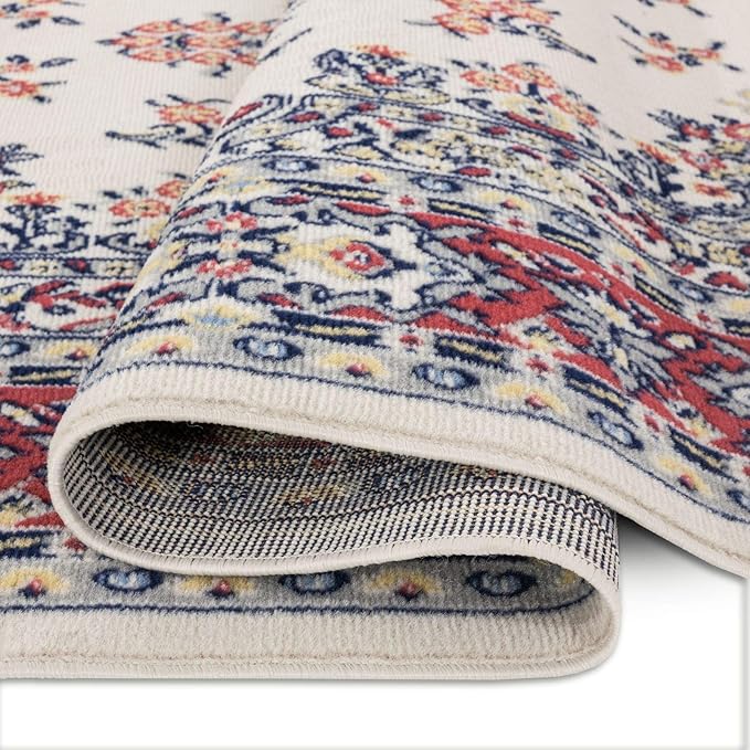 Home Dynamix Premium Sakarya Traditional Medallion Border Area Rug, Ivory/Red, 7'9"x10'8" Rectangle
