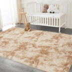 Andency Area Rugs 9x12 for Living Room Home Decor, Large Shaggy Bedroom Carpet, Non-Slip Big Shag Indoor Thick Soft Fluffy Furry Fur Area Rugs for Kids Dorm Nursery Aesthetic, Tie-Dyed Beige