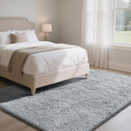 Fluffy Rug Shaggy Area Rug, Grey 5x8 Area Rugs for Bedroom, Small Bedside Rug, Soft Fluffy Shaggy Entryway Throw Rugs for Living Room Bedroom Kids Room Home Decor