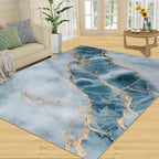 2x3 Abstract Marble Rugs for Entryway - Blue-White-Marble Small Area Rugs, Luxury Stone Pattern Laundry Room Carpet Non Slip Accent Throw Rug for Bathroom Kitchen Sink Front Door