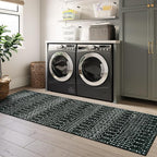 Lahome Moroccan 2x6 Black Runner Rug Non-Slip, Kitchen Rug Runner Washable Non-Skid Hallway, Geometric Print Distressed Carpet for Entryway Laundry