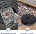 KOZYFLY Area Rug 3x20 Ft Washable Boho Runner Rug for Entryway Hallway Indoor Printed Faux Wool Carpet for Bedroom Kitchen Hall, Brick Red/Orange/Green