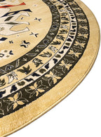Unique Loom Taftan Collection Border Geometric Tribal Inspired Design Area Rug (8' 0 x 8' 0 Round, Gold/ Gray)