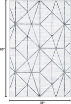 Rugs.com Lattice Trellis Collection Rug – 3' x 5' White Low-Pile Rug Perfect for Living Rooms, Large Dining Rooms, Open Floorplans