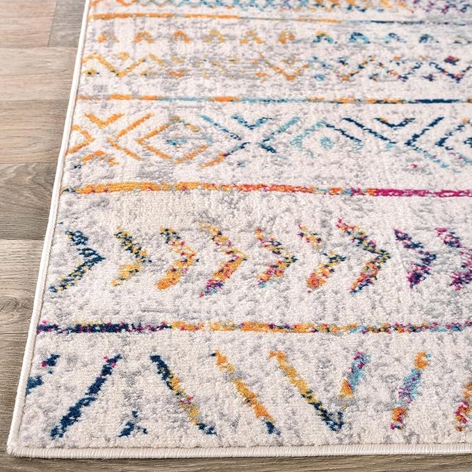 Rugshop Geometric Boho Area Rug – Multi Tribal Pattern, Perfect for Living Room, Bedroom, Office, 3x5