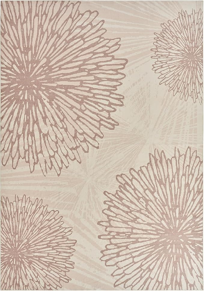 WITSHOCK 10x14 Area Rugs for Living Room: Beige Floral Washable Rugs for Bedroom Dining Room Office Nursery Modern Non-Slip Stain Resistant Low Pile Home Decor（Beige/Brown,10'x14'）
