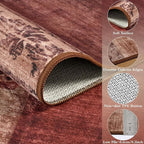 DweIke Washable Area Rugs for Living Room, 6x9 Large Bedroom Rugs, Geometric Print Non Slip Low Pile Indoor Throw Carpets for Bedroom Apartment Dining Room Home Office Hardwood Floor, Red