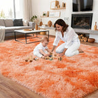 Upgrade Non-Slip Plush Rugs for Living Room, Soft Shaggy Carpets for Living Room, Fuzzy Rugs for Kids' Room, Perfect Decor for Modern Home Tie Dye Orange 6x9Feet