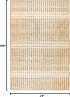 Dash and Albert Arbor Machine Washable Area Rug - 6' x 9' Neutral Stripe Washable Accent Rug Stain-Resistant, Anti-Slip, High Traffic Kitchen, Hallway, Mudroom