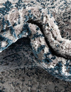 Unique Loom Finsbury Collection Area Rug - Sarah (7' 10" Square, Blue/ Ivory)