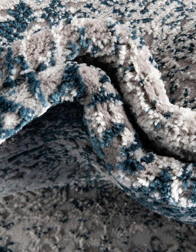 Unique Loom Finsbury Collection Area Rug - Sarah (2' x 9' 10" Runner, Blue/ Ivory)
