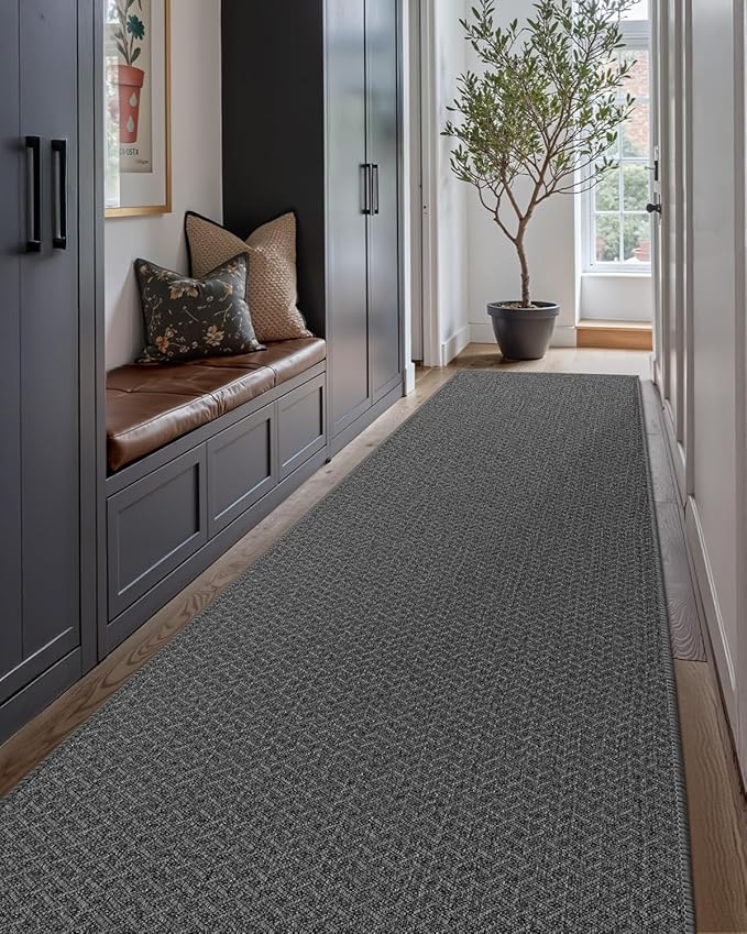 Color&Geometry Large Door Mat 3'x10' Runner Rug with Rubber Backing(Rolled-up NO Creases), Non Slip Washable Hallway Runner Rug, Carpet Runners for Hallway Living Room Bedroom, Grey