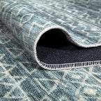 Bloom Rugs Washable Non-Slip 10x14 Rug - Teal/Ivory Geometric Area Rug for Living Room, Bedroom, Dining Room, and Kitchen - Exact Size: 10' x 14'