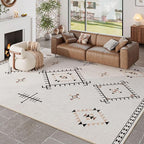 ILANGO Area Rug 8'x10' for Living Room Bedroom Machine Washable Moroccan Boho Rugs for High Traffic Area Non Slip & Non-Shedding Rugs Fade Resistant Carpet for Kitchen Office (Beige)