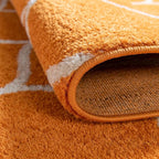 Rugs.com Lattice Frieze Collection Rug – 3' Round Orange Medium Rug Perfect for Kitchens, Dining Rooms
