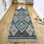 YHSF South West Native American Rug Ritz – Native Tribal American Indian Inspired Rug - Living Room, Bedroom, Hallway, Entryway & High-Traffic Area Rugs - Washable - Soft - Steel, 2 Feet x 7 Feet